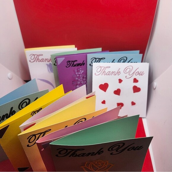 Hand Crafted Colorful Thank You Cards Set of 12 - Picture 2 of 13